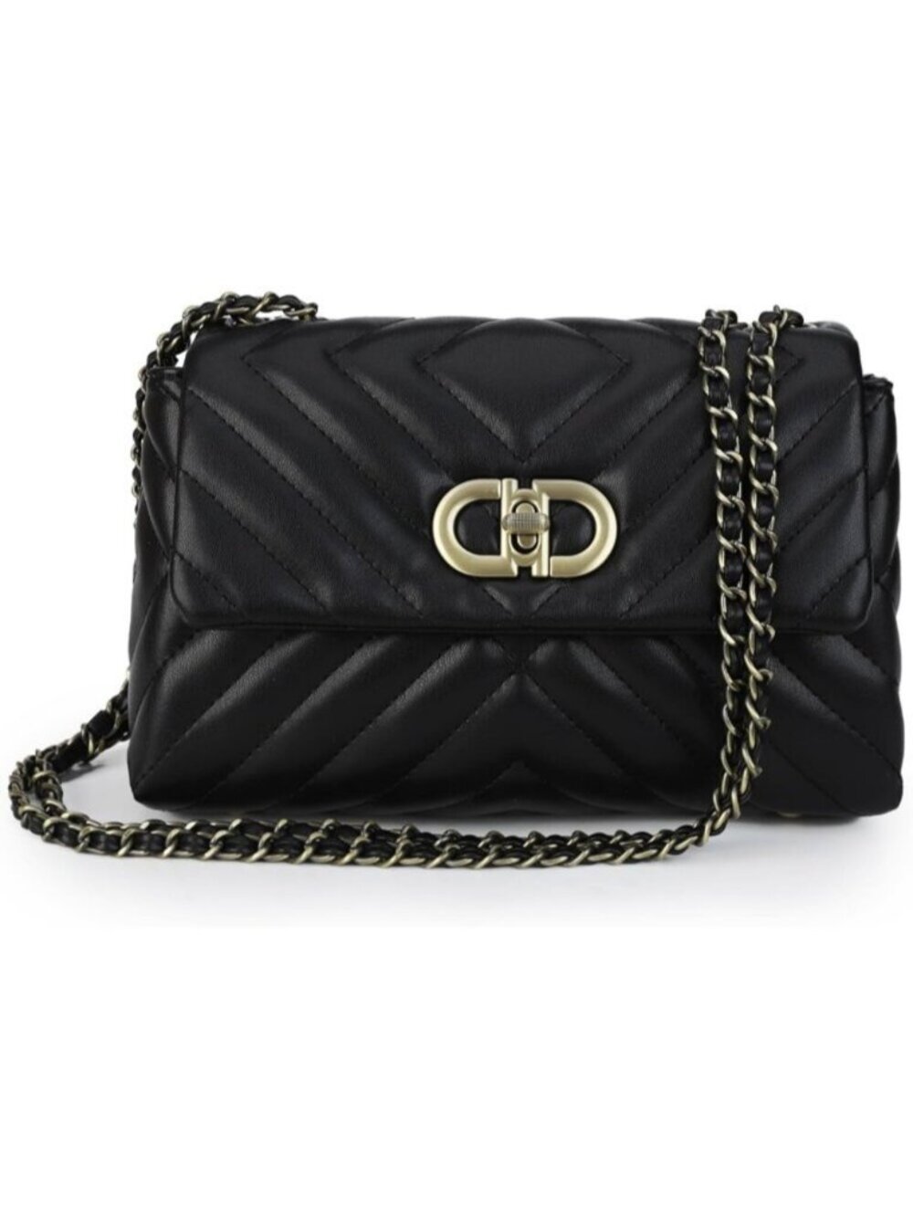 〽️Women's Black Vegan Leather Convertible Crossbody iPad Mini Purse Shoulder Bag